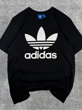 Men’s Adidas Black Trefoil Logo T-Shirt Size Large